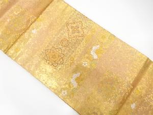 引箔横段に華紋・花更紗模様織出し名古屋帯